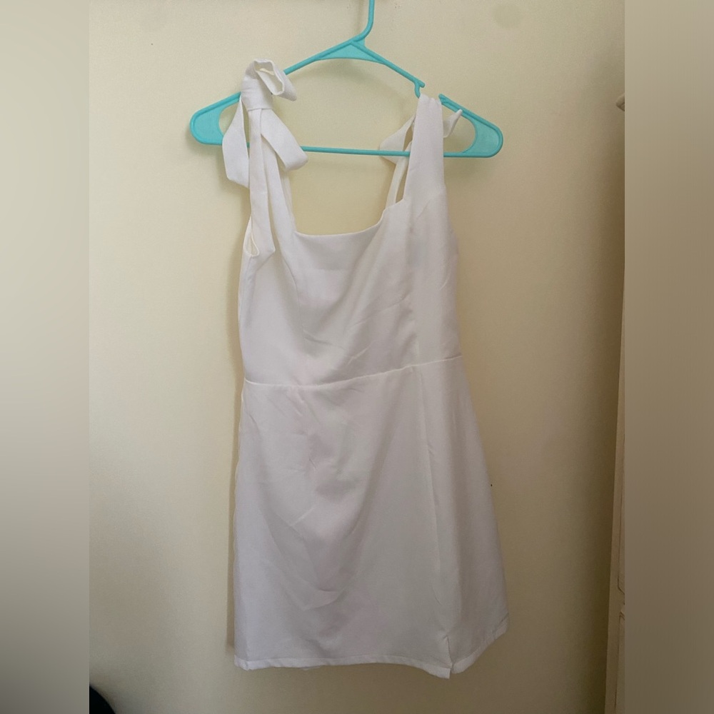 Lulu’s White Tie-Strap Mini Dress